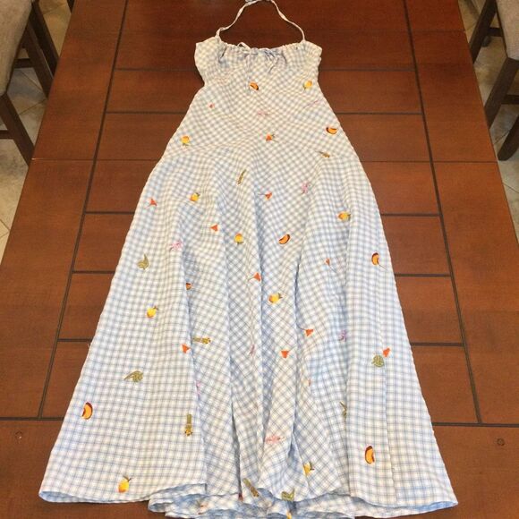 Lisa Says Gah Dresses & Skirts - AQUA x Lisa Says Gah Gingham Maxi Dress embroidered xs
